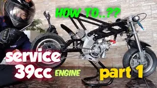 SERVICE ENJIN 39cc WATERCOOL POCKET BIKE. MINI BIKE. TUTORIAL part 1 Blata B1 Origami