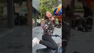 Girl on honda Monkey limited edition
