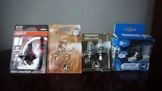OSRAM Night Breaker LASER, GE Extra Life, Megalight Ultra+130, Sportlight Ultra 4200k