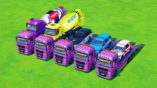 TRANSPORTING with COLOR - PEUGEOT,FORD, 2 MIXER TRUCK - FARMING SIMULATOR 22 Galaxy Farm