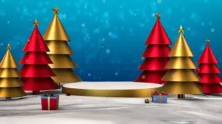 Elegant 3D Christmas Scene with Trees, Gifts, and Snowflakes stock footage | Cinefootage