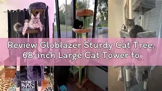 Review Globlazer Sturdy Cat Tree, 68-inch Large Cat Tower for Indoor Adult Cats 20 lbs Heavy Duty Ca