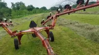 Raking hay with the Pequea Mid-cap rake