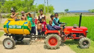 We Brought a Tank of Water to the Mini Tractor and took a Bath | Mini Tractor | Water Tank