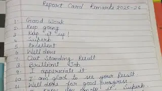 Report card remarks for students/ positive comments for students 2025-26 #result #resultcomment