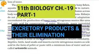 Class 11 Biology|Ch.-19 |Part-1||Excretory products & their elimination||Study with Farru