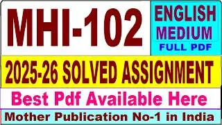 MHI 102 solved assignment 2025-26 || mhi 102 solved assignment 2026 in English || ignou mhi102