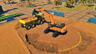 Carousel Construction #1 Excavate Foundation (Timelapse) - Construction Simulator 2022 USA