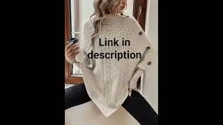EMERY ROSE Turtleneck Batwing Sleeve Button Detail Cable Knit Poncho,