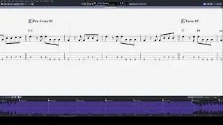 Evil (Interpol) sync'd bass transcription with on-screen notation/tab