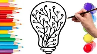 How to Draw Cute Bulb Drawing, Painting and Coloring for kids & toddlers_ Child Art 🎨🌈
