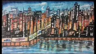 How to draw night city | skyline | city building