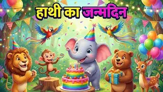 हाथी का जन्मदिन 🎂🐘 | 3D Jungle Birthday Story Hindi | Fun Cartoon for Kids #junglebook 