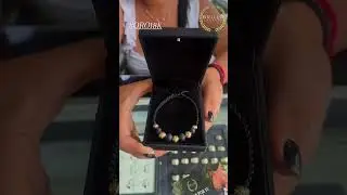 pulsera Oro18K balines diamantados tejido hilo negro
