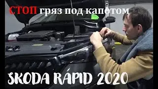 Шкода рапид 2020 - уплотнитель капота, чистый двигатель.