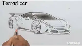 Ferrari Car Drawing | Easy Ferrari Drawing Tutorial | Supercar Sketch