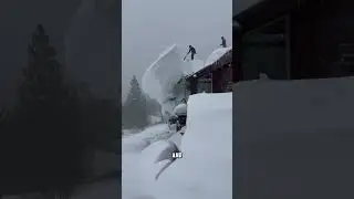 How Snow Piles Up on Sloped Roofs #shorts