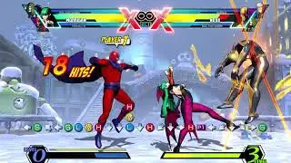 UMVC3 Morrigan Soul Drain combo with Magneto and Doom