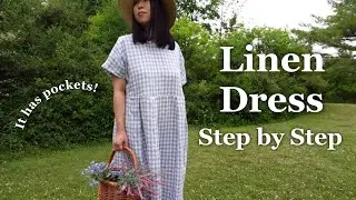 Linen Dress DIY【Free Pattern +Easy Draft】Step by Step Guide for Beginner /back opening /Skirt Pleats