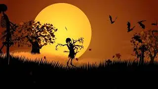 scary night on the graveyard the skeletons Background