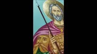 Saint Mina (icon painting, christian orthodox art craft, religious art)