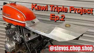@stevos.chop.shop Kawi Triple Project Ep. #2. *part 2 of custom seat and tail fabrication*