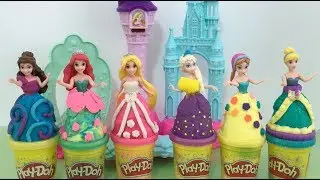 Magiclip Princess Dolls Play Doh Dresses! + Elsa and Anna go Shopping & Cinema!