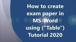 Create #exam #paper in #word #using #Table Tutorial 2020