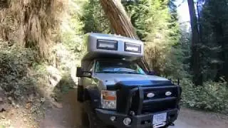 Driving our EarthRoamer Through Huge Ancient Redwood Trees on the California Coast
