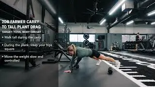 2DB Farmer Carry to Tall Plank Drag