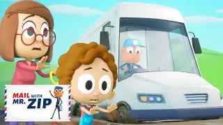 The Mail Truck is Stuck!!! What Do We Do?! | @MailWithMrZip | Fun Mailman Cartoons for Kids