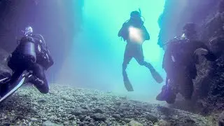 Cave Scuba Diving in the Sea of Taormina, Sicily, Italy