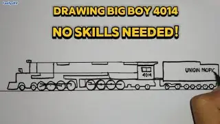 САМЫЙ ПРОСТОЙ способ нарисовать Union Pacific Big Boy 4014 (каждый сможет!) Паровоз UP 4014