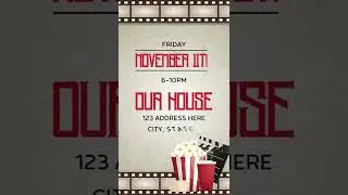 Animated Movie Night Theme Birthday Invitation