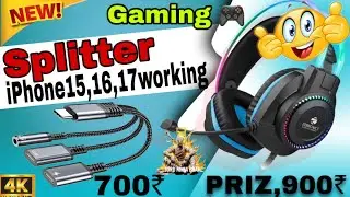 iPhone 15,16,17,workings splitter | adpatar jak headphones & charging 👍|| gaming headphones 🎮🎮