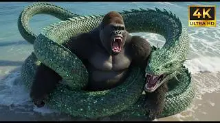 🦍 KING KONG vs. LEVIATHAN - Ocean Battle with Giant Sea Serpent. Kong destroy Sea Monster
