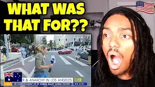 AMERICAN REACTS to Australian Reporter shot with rubber bullet at LA protest