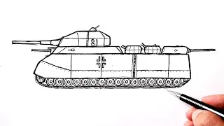 How to draw a Tank easy Ratte Landkreuzer P. 1000