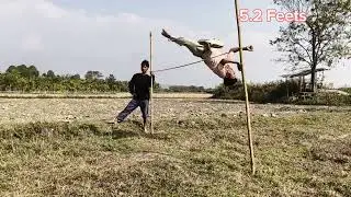 High jump with front side flip 