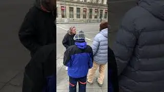 Street Preaching in Edmonton. Harry takes a hard punch and responds with Christian grace & love