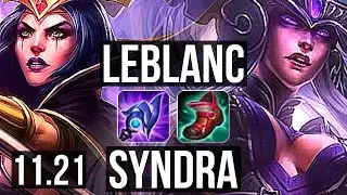 LEBLANC vs SYNDRA (MID) | 75% winrate, 2/1/5 | BR Grandmaster | 11.21