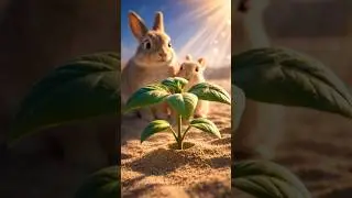 rabbit and her baby plant orange in the desert #ai #rabbit