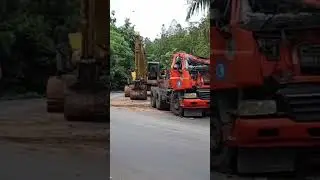Proses Evakuasi Truck Trailer Orange Terguling Di Way Kanan Lampung || Batu Bara