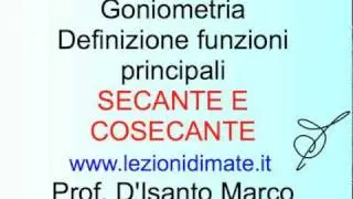Definizione delle funzioni secante e cosecante di un angolo