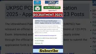 UKPSC PCS Exam 2025 #governmentjobs #ukpsc