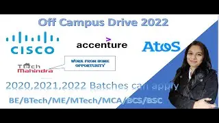Latest Off Campus Drive 2022|Accenture,Cisco,Atos ,Tech Mahindra Work from home job|2021,2022 batch|