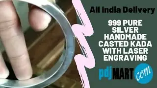 999 pure silver handmade casted kada with laser engraving #udaipur wt. 130gm mirror finish