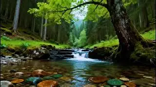 Forest Ambience Birds Singing & Beautiful Stream Sounds for Peaceful Sleep,Deep Rest,Study,Medicine