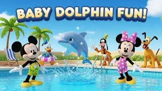Mickey Mouse & Baby Dolphin 🐬 Swimming Pool Adventure | Kids Cartoon Fun