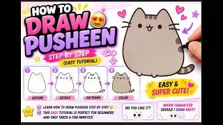 How to draw Pusheen the cat, for all Pusheen fans 😊 #howtodraw  #pusheenthecat #fans #foryou 